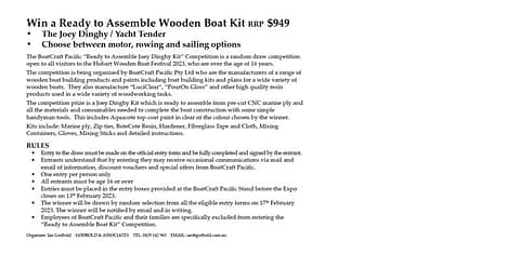 Win A Boatcraft Wooden Boat Kit - perforated Raffle Tickets