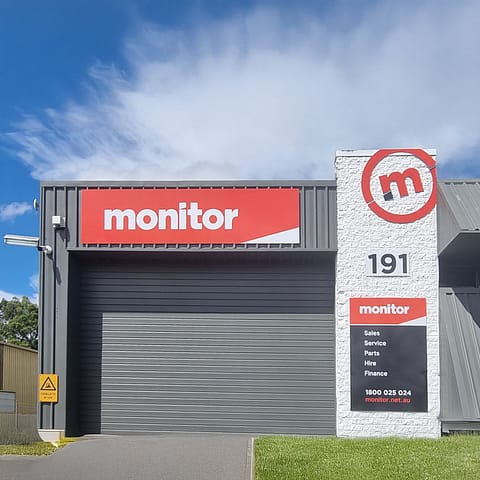 Building Signage black ACM panels with cut vinyl and cut acm letters for Monitor at Crestmead