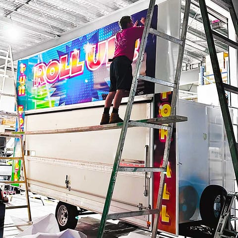 Amusement Trailer with printed vinyl graphics (the big picture) - design, print and installation by Ziggi's Print & Signs, Loganholme