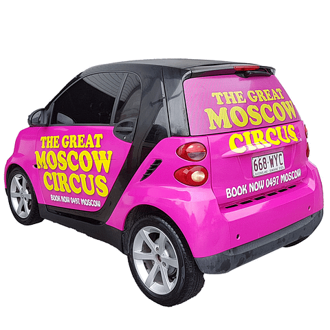 Vehicle Branding - Smart Car for The Great Moscow Circus by Ziggi's Print & Signs, Loganholme