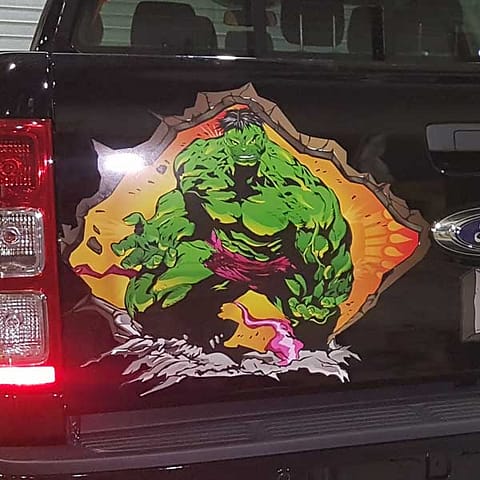 Vinyl Decals for vehicles - a green hulk!