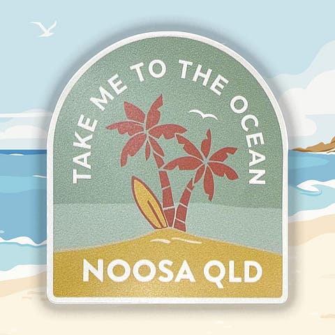 Self adhesive vinyl sticker for indoor and outdoor use - noosa beach qld promo sticker