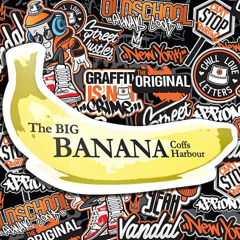 Self adhesive vinyl sticker for indoor and outdoor use - promo stickers for The Big Banana