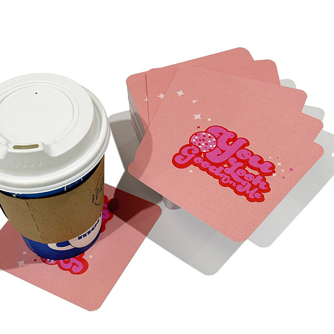 Coasters digital printing of supplied design with round corners