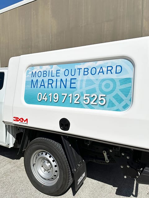 Trailer Canopy Inset Vehicle Signage Printed Vinyl Graphics for Mobile Outboard Marine