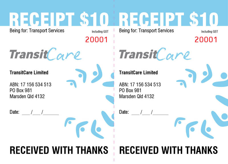 Receiptable Ticket Books - Transit Care
