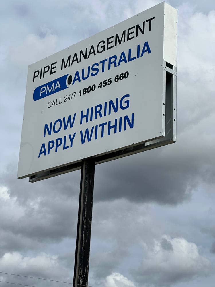 PMA - Pipe Management Australia - new premises signage